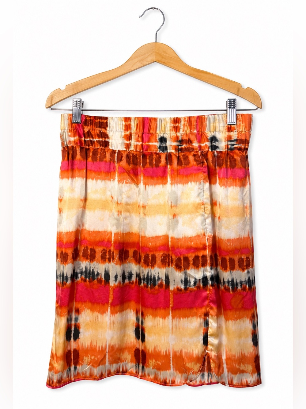 Banana Republic Orange and Pink Tie-Dye Mini Skirt NWT Size 8 Silk Summer